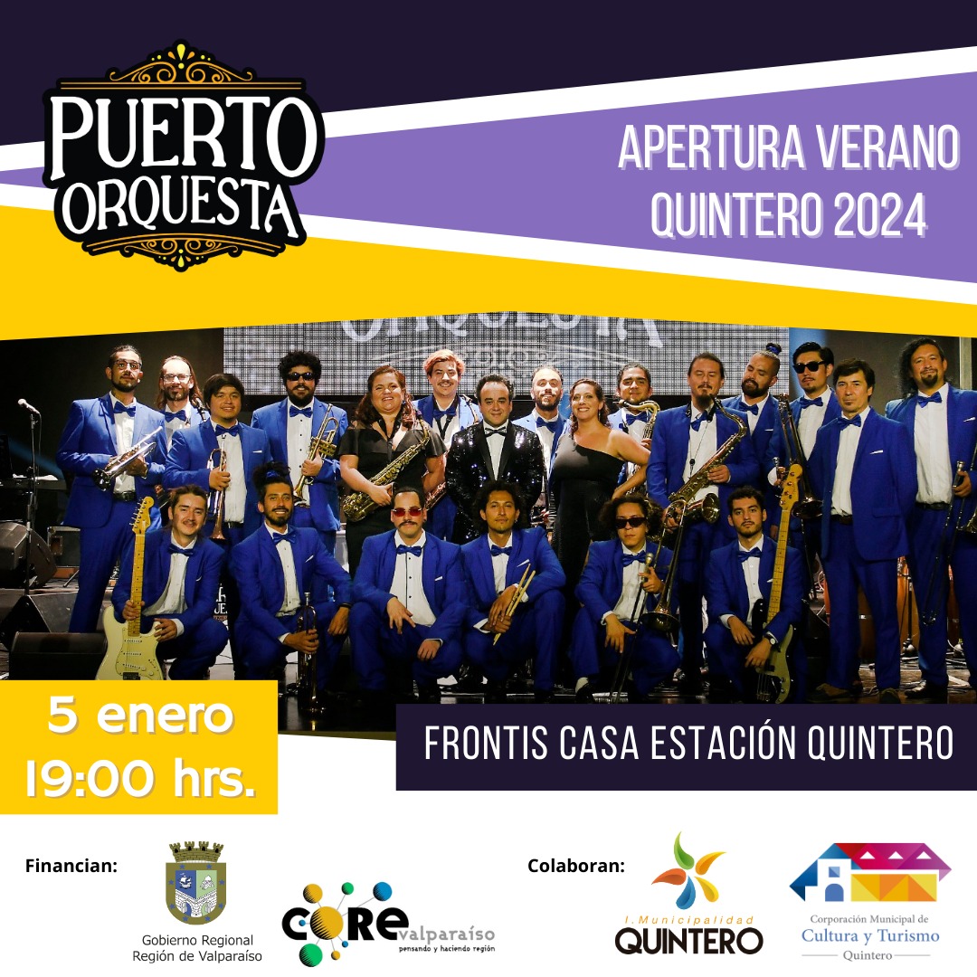 Verano En Quintero: Puerto Orquesta Big Band Se Presentará En La Apertura De Jornada De Inicio De Temporada Estival